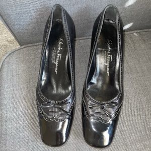 Salvatore Ferragamo Black Leather Heels